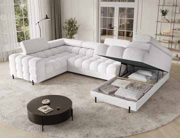 Fectory 6-seters Bubblig hjørnesovesofa med sjeselong og oppbevaring Høyre - Royal 01 - Møbler - Sofaer - Sovesofaer - Hjørnesovesofa