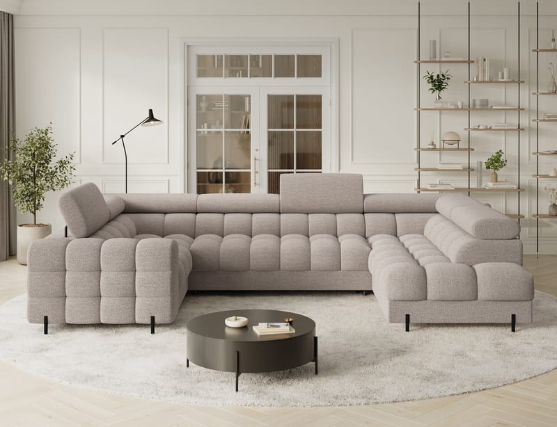 Fectory 6-seters Bubblig hjørnesovesofa med sjeselong og oppbevaring Høyre - Royal 18 - Møbler - Sofaer - Sovesofaer - Hjørnesovesofa