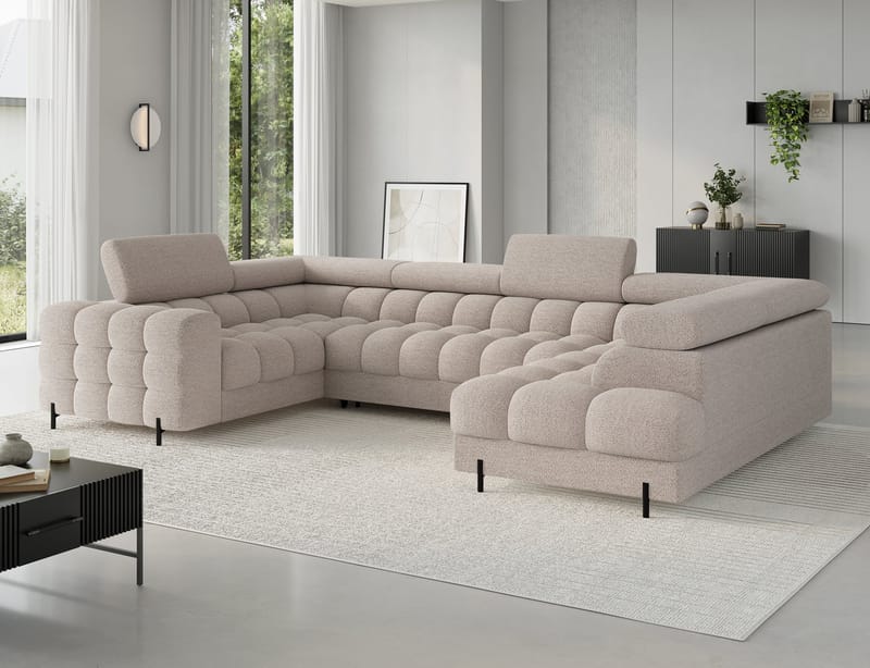 Fectory 6-seters Bubblig hjørnesovesofa med sjeselong og oppbevaring Høyre - Royal 18 - Møbler - Sofaer - Sovesofaer - Hjørnesovesofa