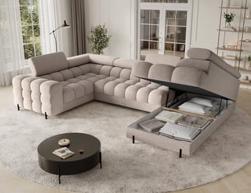 Fectory 6-seters Bubblig hjørnesovesofa med sjeselong og oppbevaring Høyre - Royal 18 - Møbler - Sofaer - Sovesofaer - Hjørnesovesofa