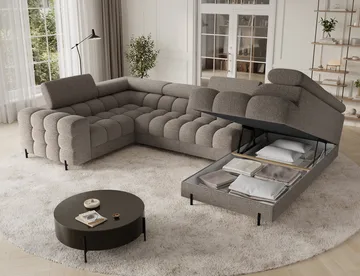 Fectory 6-seters Bubblig hjørnesovesofa med sjeselong og oppbevaring Høyre - Royal 20 - Møbler - Sofaer - Sovesofaer - Hjørnesovesofa