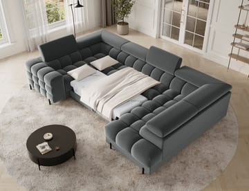 Fectory 6-seters Bubblig hjørnesovesofa med sjeselong og oppbevaring Høyre - Sola 06 - Møbler - Sofaer - Sovesofaer - Hjørnesovesofa