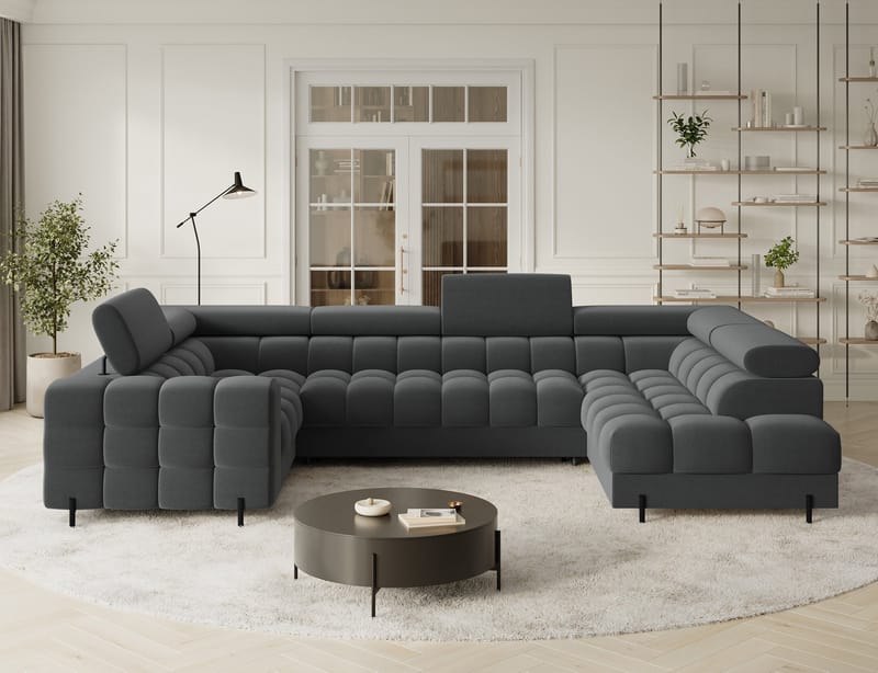 Fectory 6-seters Bubblig hjørnesovesofa med sjeselong og oppbevaring Høyre - Sola 06 - Møbler - Sofaer - Sovesofaer - Hjørnesovesofa