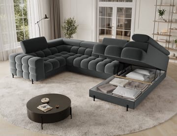 Fectory 6-seters Bubblig hjørnesovesofa med sjeselong og oppbevaring Høyre - Sola 06 - Møbler - Sofaer - Sovesofaer - Hjørnesovesofa