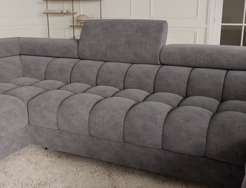 Fectory 6-seters Bubblig hjørnesovesofa med sjeselong og oppbevaring Venstre - Aura 04 - Møbler - Sofaer - Sovesofaer - Hjørnesovesofa