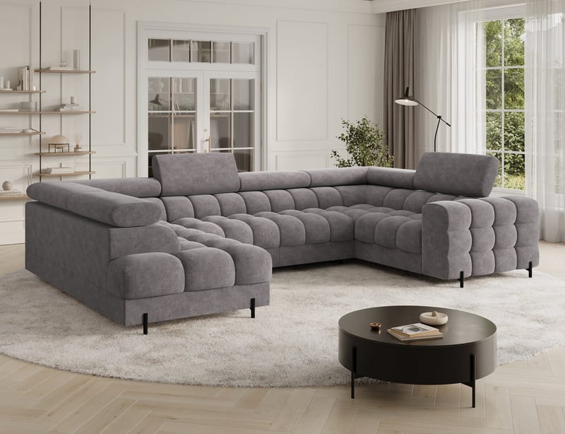 Fectory 6-seters Bubblig hjørnesovesofa med sjeselong og oppbevaring Venstre - Aura 04 - Møbler - Sofaer - Sovesofaer - Hjørnesovesofa