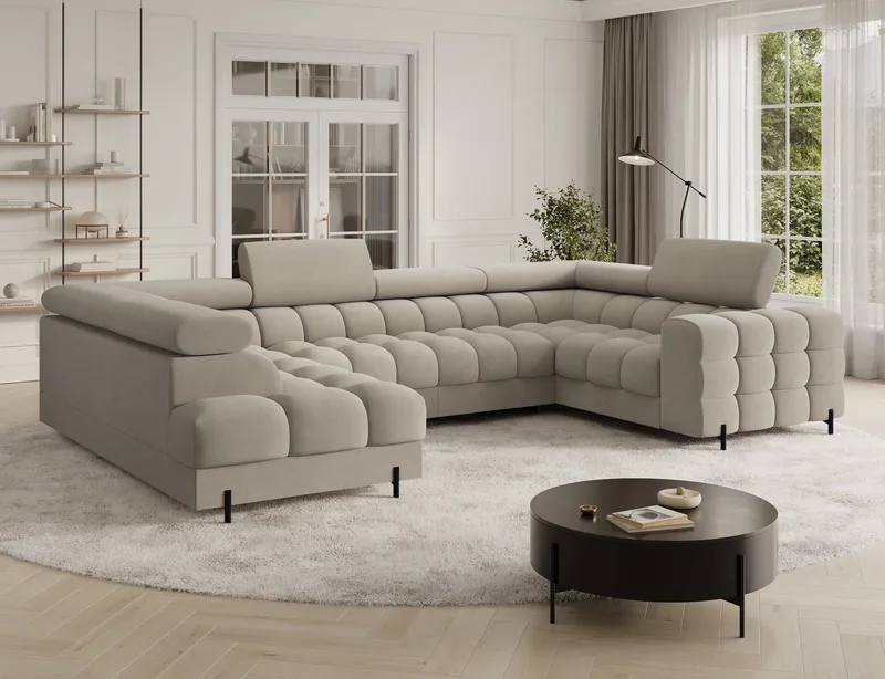 Fectory 6-seters Bubblig hjørnesovesofa med sjeselong og oppbevaring Venstre - Aura 18 - Møbler - Sofaer - Sovesofaer - Hjørnesovesofa