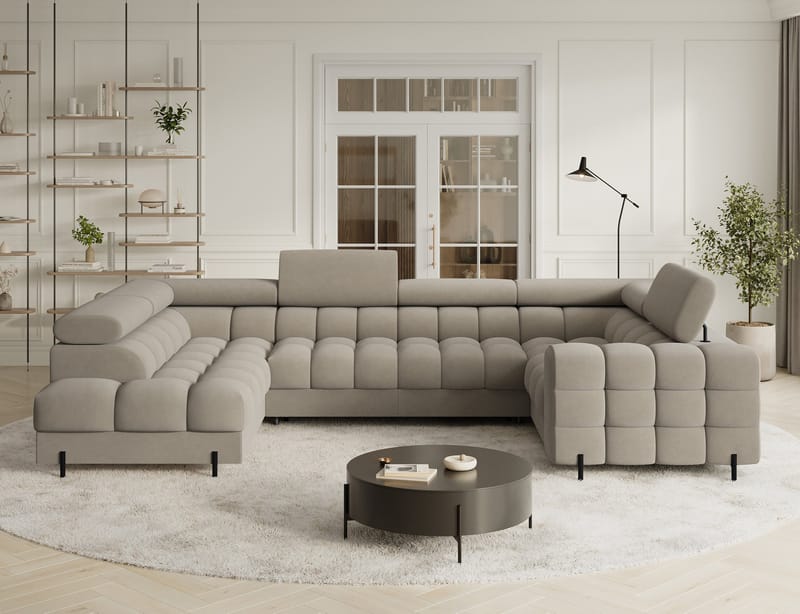 Fectory 6-seters Bubblig hjørnesovesofa med sjeselong og oppbevaring Venstre - Aura 18 - Møbler - Sofaer - Sovesofaer - Hjørnesovesofa