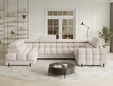 Fectory 6-seters Bubblig hjørnesovesofa med sjeselong og oppbevaring Venstre - Baffix 20 - Møbler - Sofaer - Sovesofaer - Hjørnesovesofa