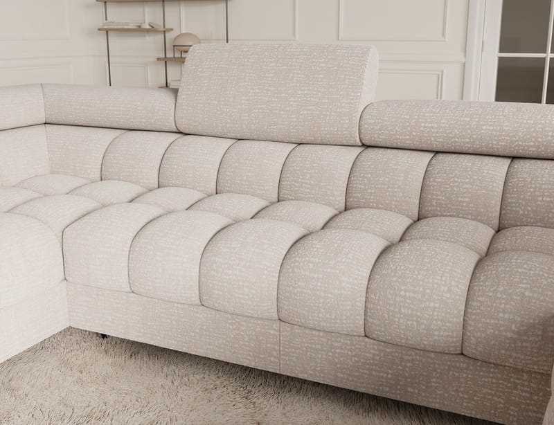 Fectory 6-seters Bubblig hjørnesovesofa med sjeselong og oppbevaring Venstre - Baffix 20 - Møbler - Sofaer - Sovesofaer - Hjørnesovesofa