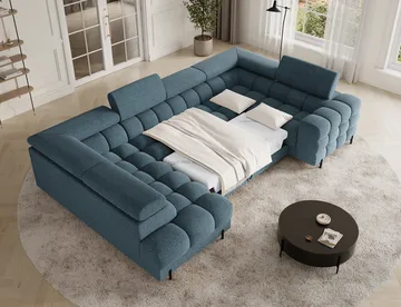 Fectory 6-seters Bubblig hjørnesovesofa med sjeselong og oppbevaring Venstre - Jaffray 40 - Møbler - Sofaer - Sovesofaer - Hjørnesovesofa