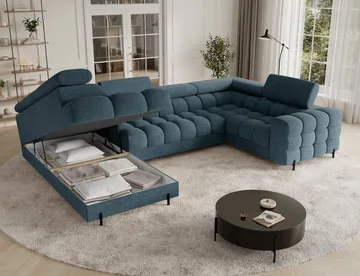 Fectory 6-seters Bubblig hjørnesovesofa med sjeselong og oppbevaring Venstre - Jaffray 40 - Møbler - Sofaer - Sovesofaer - Hjørnesovesofa
