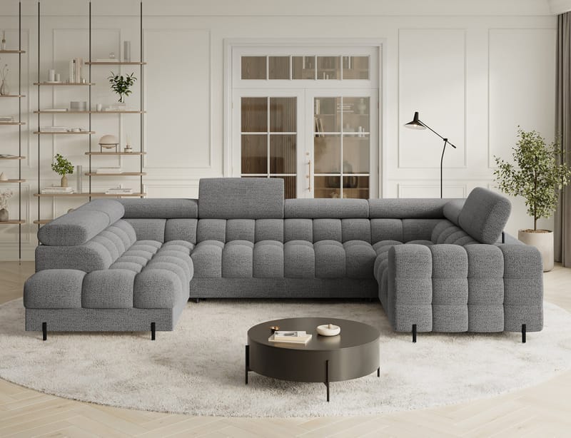 Fectory 6-seters Bubblig hjørnesovesofa med sjeselong og oppbevaring Venstre - Royal 03 - Møbler - Sofaer - Sovesofaer - Hjørnesovesofa