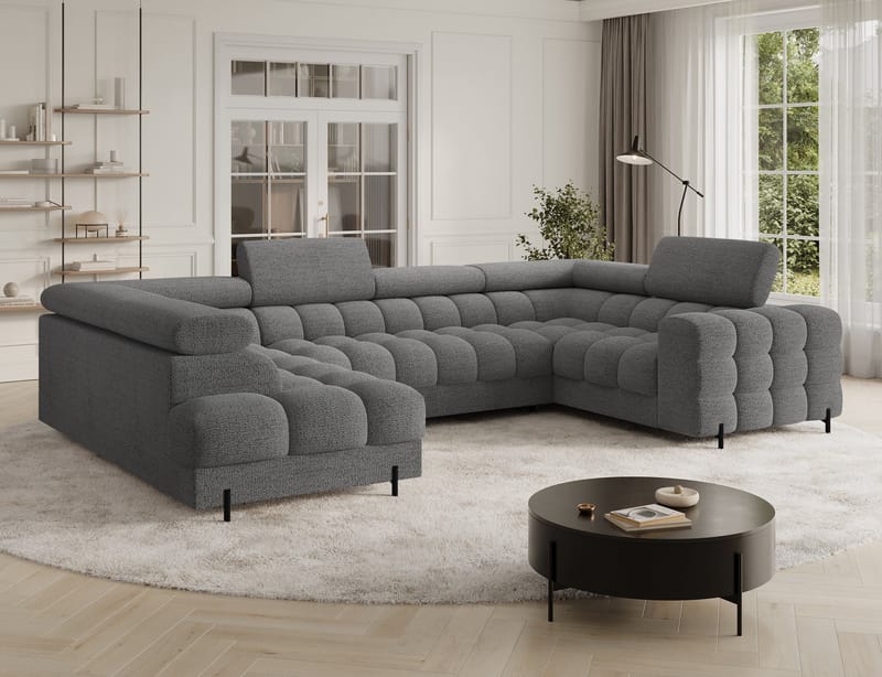 Fectory 6-seters Bubblig hjørnesovesofa med sjeselong og oppbevaring Venstre - Royal 03 - Møbler - Sofaer - Sovesofaer - Hjørnesovesofa