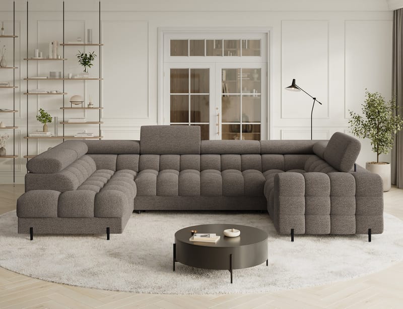 Fectory 6-seters Bubblig hjørnesovesofa med sjeselong og oppbevaring Venstre - Royal 20 - Møbler - Sofaer - Sovesofaer - Hjørnesovesofa