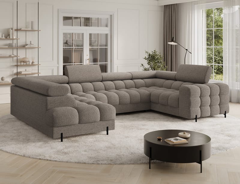 Fectory 6-seters Bubblig hjørnesovesofa med sjeselong og oppbevaring Venstre - Royal 20 - Møbler - Sofaer - Sovesofaer - Hjørnesovesofa