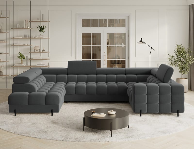 Fectory 6-seters Bubblig hjørnesovesofa med sjeselong og oppbevaring Venstre - Sola 06 - Møbler - Sofaer - Sovesofaer - Hjørnesovesofa
