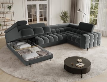 Fectory 6-seters Bubblig hjørnesovesofa med sjeselong og oppbevaring Venstre - Sola 06 - Møbler - Sofaer - Sovesofaer - Hjørnesovesofa
