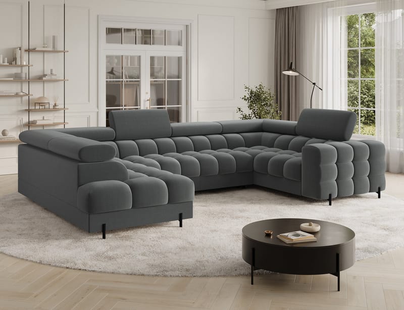 Fectory 6-seters Bubblig hjørnesovesofa med sjeselong og oppbevaring Venstre - Sola 06 - Møbler - Sofaer - Sovesofaer - Hjørnesovesofa