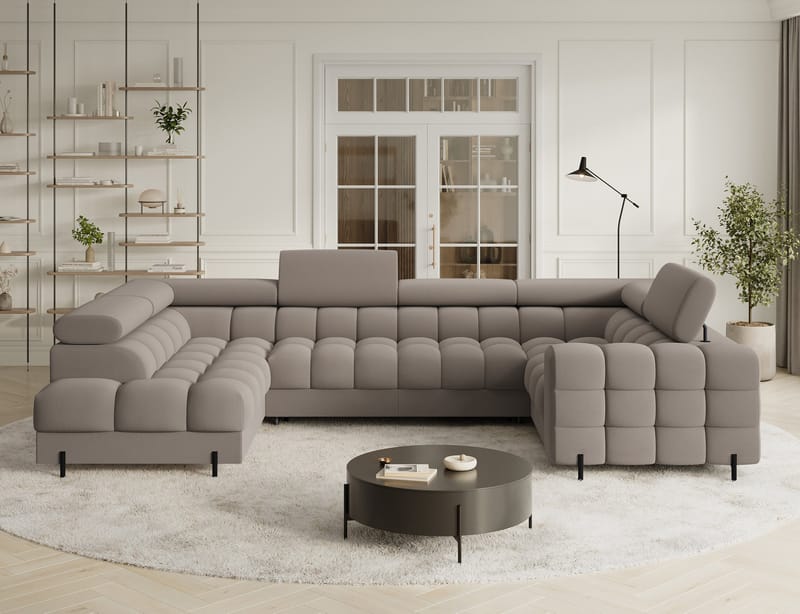 Fectory 6-seters Bubblig hjørnesovesofa med sjeselong og oppbevaring Venstre - Sola 18 - Møbler - Sofaer - Sovesofaer - Hjørnesovesofa