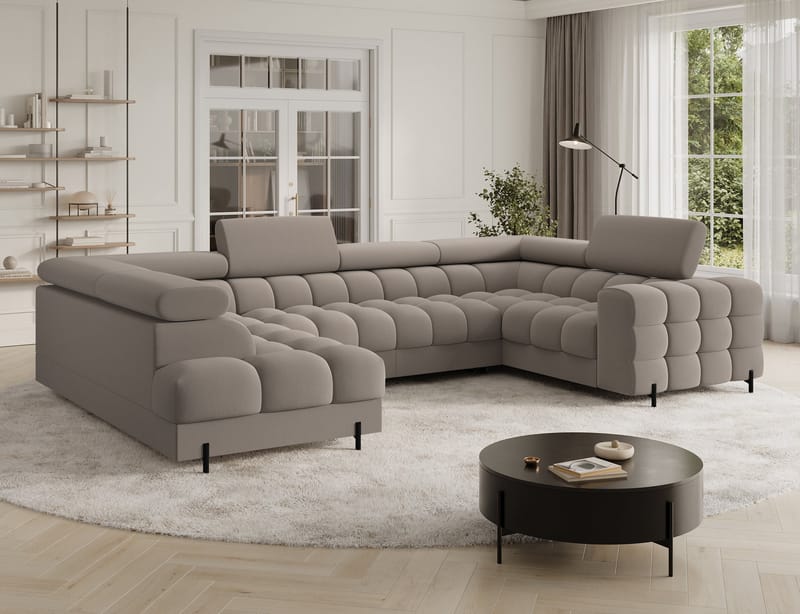 Fectory 6-seters Bubblig hjørnesovesofa med sjeselong og oppbevaring Venstre - Sola 18 - Møbler - Sofaer - Sovesofaer - Hjørnesovesofa
