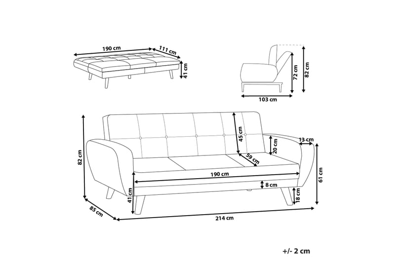 Feliks Sovesofa 3-seter - Grønn - Møbler - Sofaer - Sovesofaer - 3 seters sovesofa
