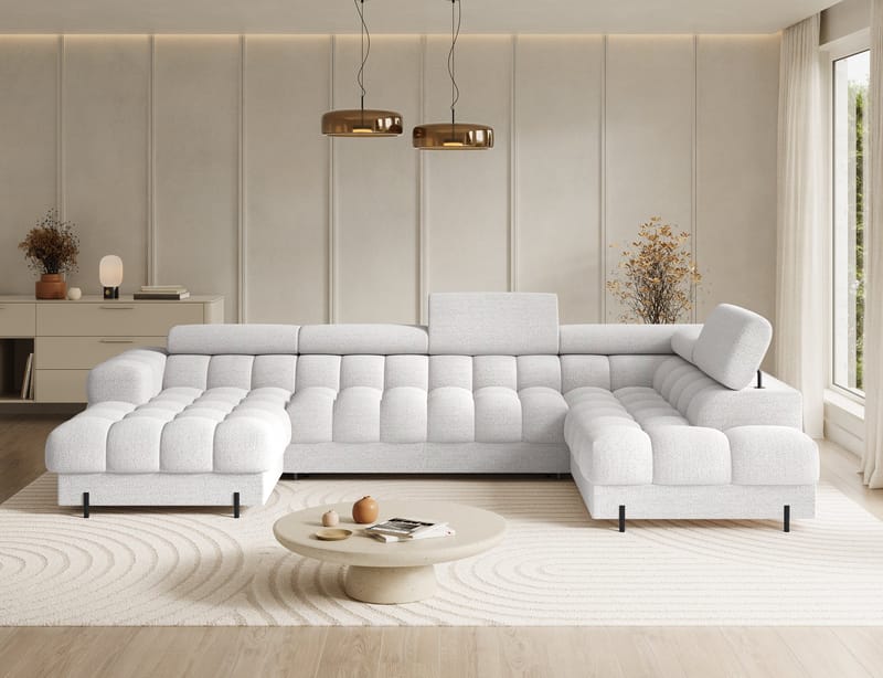 Feraria 6-seters boblete sovesofa med divan og sjeselong, oppbevaring, høyre - Royal 01 - Møbler - Sofaer - Sovesofaer - Hjørnesovesofa