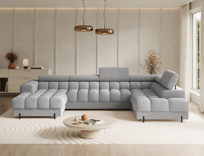 Feraria 6-seters boblete sovesofa med divan og sjeselong, oppbevaring, høyre - Royal 03 - Møbler - Sofaer - Sovesofaer - Hjørnesovesofa