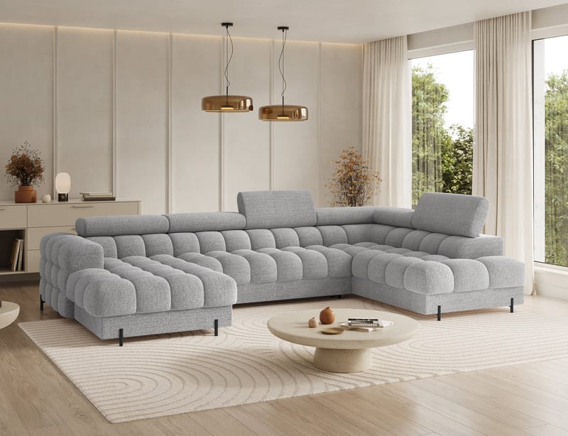 Feraria 6-seters boblete sovesofa med divan og sjeselong, oppbevaring, høyre - Royal 03 - Møbler - Sofaer - Sovesofaer - Hjørnesovesofa