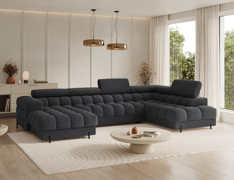 Feraria 6-seters boblete sovesofa med divan og sjeselong, oppbevaring, høyre - Royal 05 - Møbler - Sofaer - Sovesofaer - Hjørnesovesofa