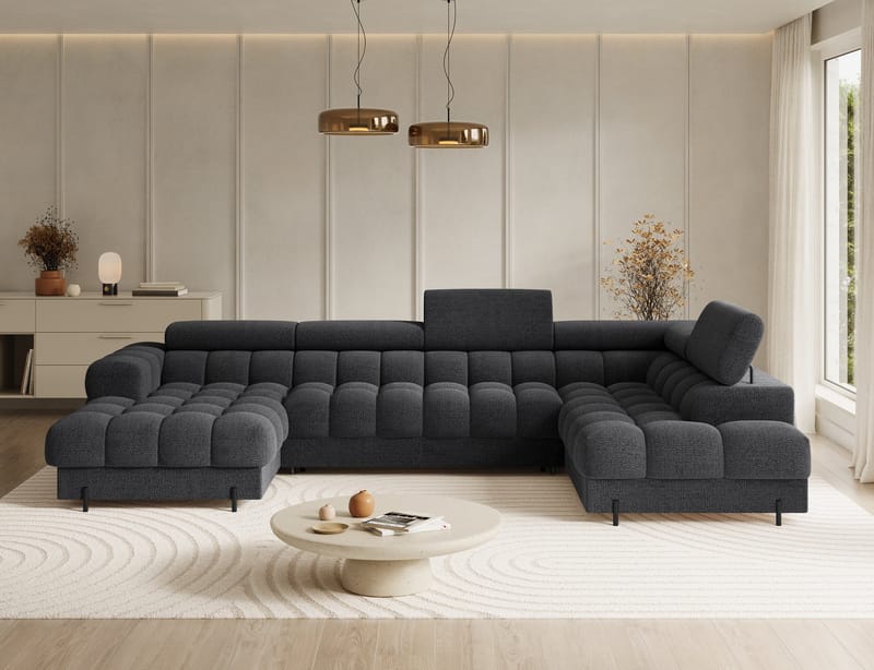 Feraria 6-seters boblete sovesofa med divan og sjeselong, oppbevaring, høyre - Royal 05 - Møbler - Sofaer - Sovesofaer - Hjørnesovesofa