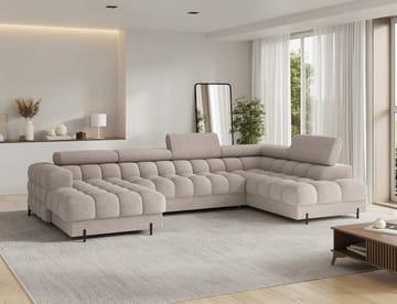 Feraria 6-seters boblete sovesofa med divan og sjeselong, oppbevaring, høyre - Royal 18 - Møbler - Sofaer - Sovesofaer - Hjørnesovesofa