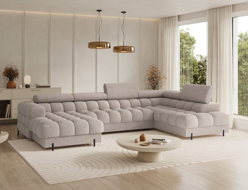 Feraria 6-seters boblete sovesofa med divan og sjeselong, oppbevaring, høyre - Royal 18 - Møbler - Sofaer - Sovesofaer - Hjørnesovesofa