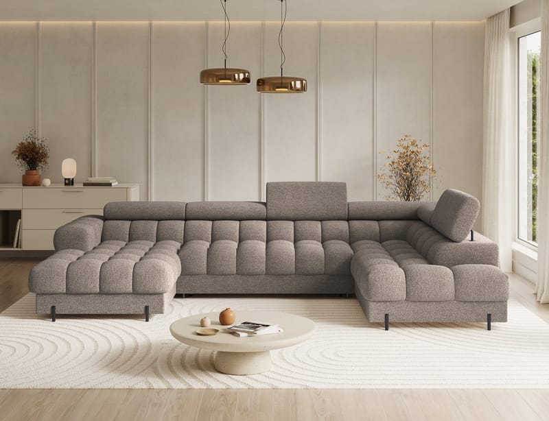 Feraria 6-seters boblete sovesofa med divan og sjeselong, oppbevaring, høyre - Royal 20 - Møbler - Sofaer - Sovesofaer - Hjørnesovesofa