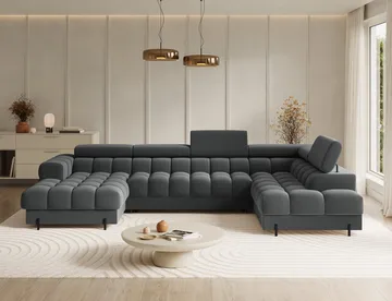 Feraria 6-seters boblete sovesofa med divan og sjeselong, oppbevaring, høyre - Sola 06 - Møbler - Sofaer - Sovesofaer - Hjørnesovesofa