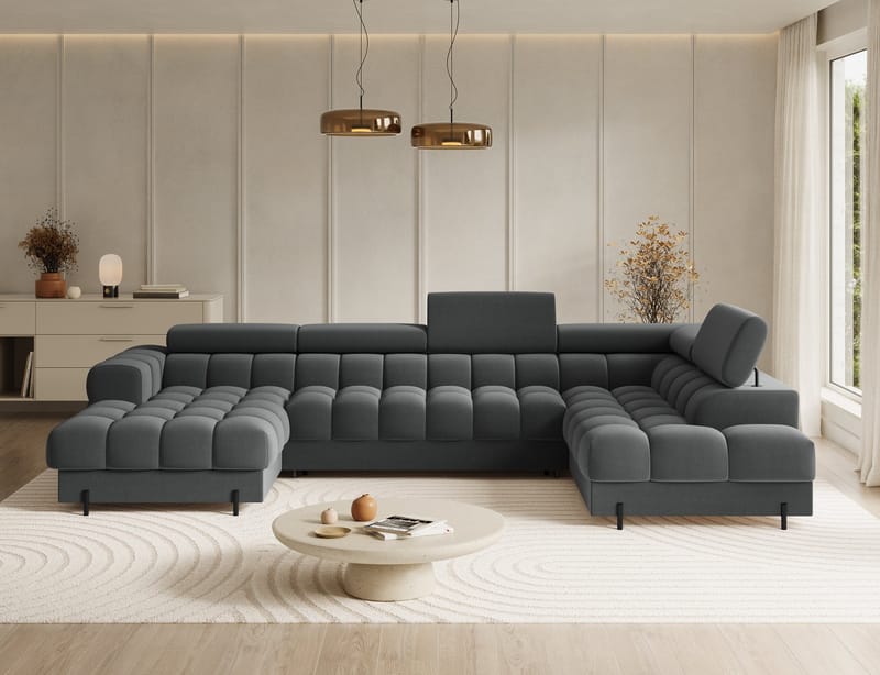 Feraria 6-seters boblete sovesofa med divan og sjeselong, oppbevaring, høyre - Sola 06 - Møbler - Sofaer - Sovesofaer - Hjørnesovesofa