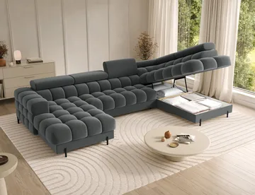 Feraria 6-seters boblete sovesofa med divan og sjeselong, oppbevaring, høyre - Sola 06 - Møbler - Sofaer - Sovesofaer - Hjørnesovesofa