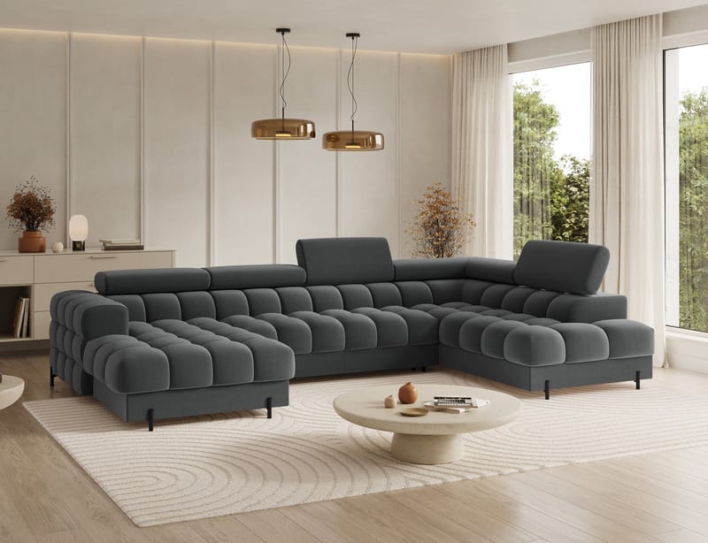 Feraria 6-seters boblete sovesofa med divan og sjeselong, oppbevaring, høyre - Sola 06 - Møbler - Sofaer - Sovesofaer - Hjørnesovesofa