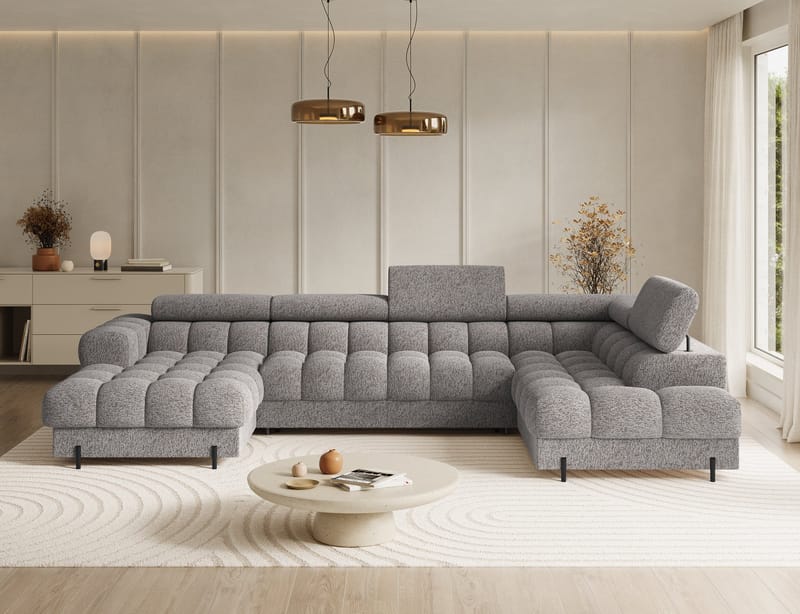 Feraria 6-seters boblete sovesofa med divan og sjeselong, oppbevaring, høyre - Pellerito 20 - Møbler - Sofaer - Sovesofaer - Hjørnesovesofa
