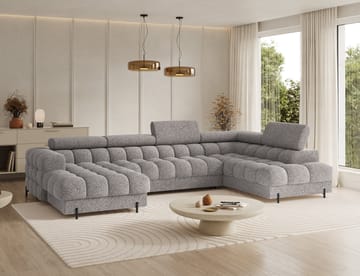 Feraria 6-seters boblete sovesofa med divan og sjeselong, oppbevaring, høyre - Pellerito 20 - Møbler - Sofaer - Sovesofaer - Hjørnesovesofa