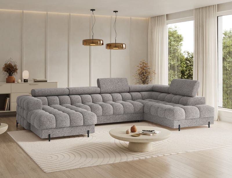 Feraria 6-seters boblete sovesofa med divan og sjeselong, oppbevaring, høyre - Pellerito 20 - Møbler - Sofaer - Sovesofaer - Hjørnesovesofa