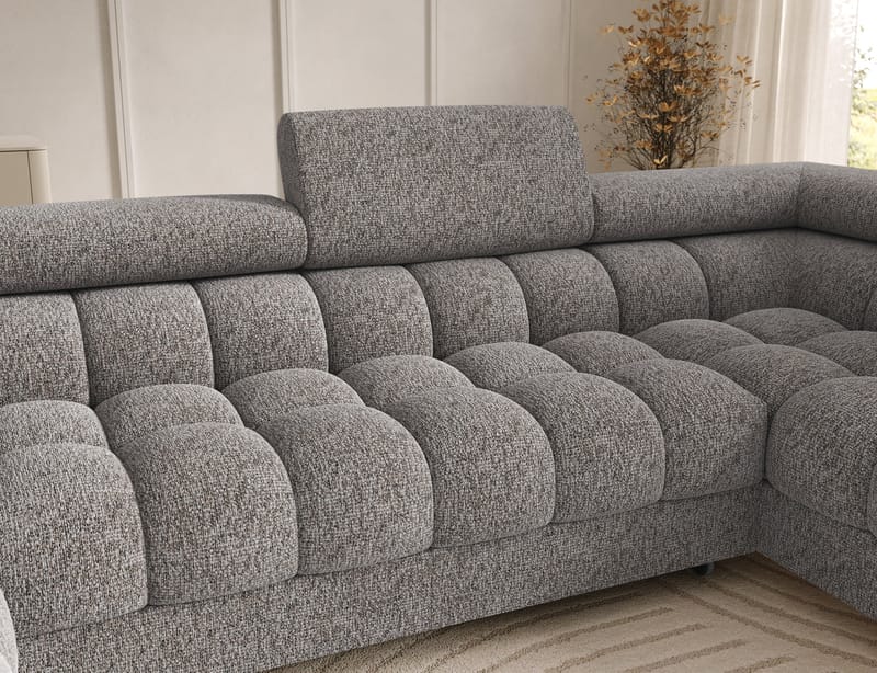 Feraria 6-seters boblete sovesofa med divan og sjeselong, oppbevaring, høyre - Pellerito 20 - Møbler - Sofaer - Sovesofaer - Hjørnesovesofa