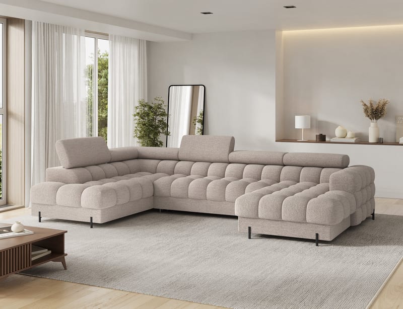 Feraria 6-seters Bubblig sovesofa med divan og sjeselong, oppbevaring Venstre - Royal 18 - Møbler - Sofaer - Sovesofaer - Hjørnesovesofa