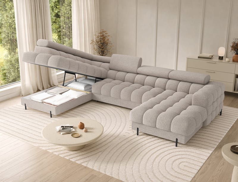 Feraria 6-seters Bubblig sovesofa med divan og sjeselong, oppbevaring Venstre - Royal 18 - Møbler - Sofaer - Sovesofaer - Hjørnesovesofa