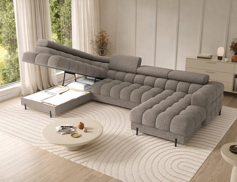 Feraria 6-seters Bubblig sovesofa med divan og sjeselong, oppbevaring Venstre - Royal 20 - Møbler - Sofaer - Sovesofaer - Hjørnesovesofa