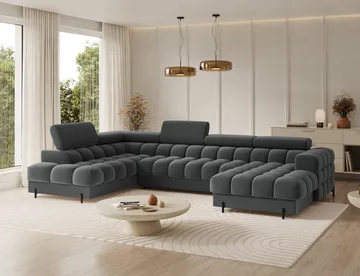 Feraria 6-seters Bubblig sovesofa med divan og sjeselong, oppbevaring Venstre - Sola 06 - Møbler - Sofaer - Sovesofaer - Hjørnesovesofa