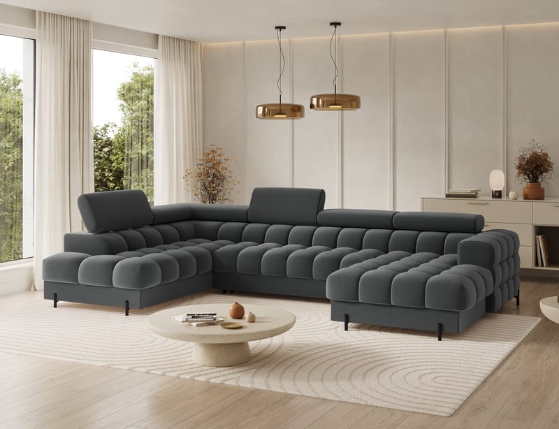 Feraria 6-seters Bubblig sovesofa med divan og sjeselong, oppbevaring Venstre - Sola 06 - Møbler - Sofaer - Sovesofaer - Hjørnesovesofa