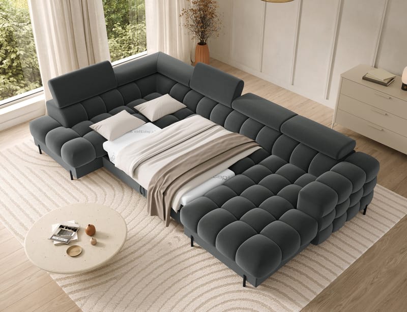 Feraria 6-seters Bubblig sovesofa med divan og sjeselong, oppbevaring Venstre - Sola 06 - Møbler - Sofaer - Sovesofaer - Hjørnesovesofa