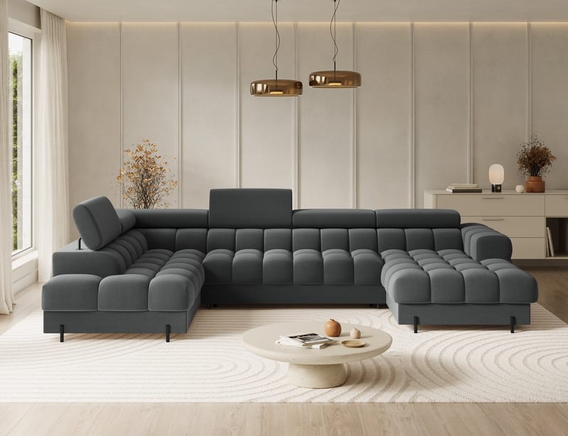 Feraria 6-seters Bubblig sovesofa med divan og sjeselong, oppbevaring Venstre - Sola 06 - Møbler - Sofaer - Sovesofaer - Hjørnesovesofa