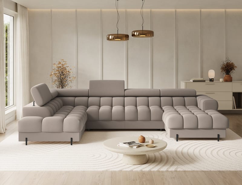 Feraria 6-seters Bubblig sovesofa med divan og sjeselong, oppbevaring Venstre - Sola 18 - Møbler - Sofaer - Sovesofaer - Hjørnesovesofa